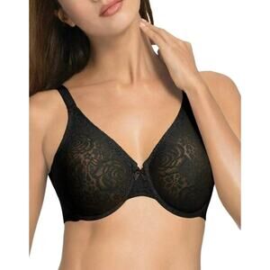 Wacoal Halo Underwire Seamless Bra Black Lace 851205 Size 32DD